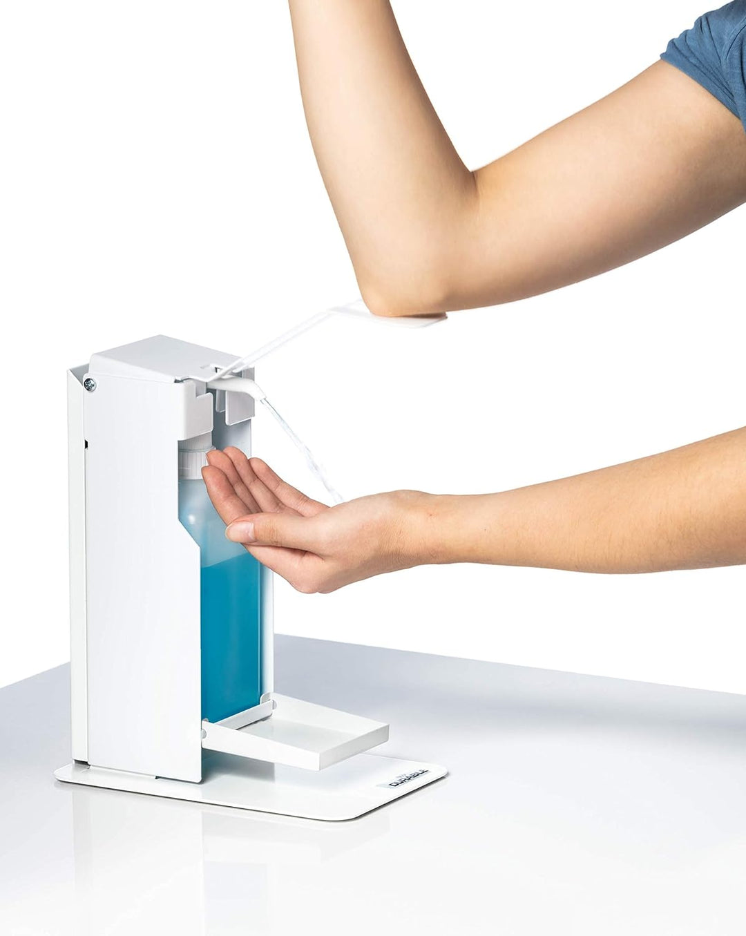 Durable Tisch-Desinfektionsspender mit Armhebel, für Desinfektionsmittel oder Seife, flexible Anpass