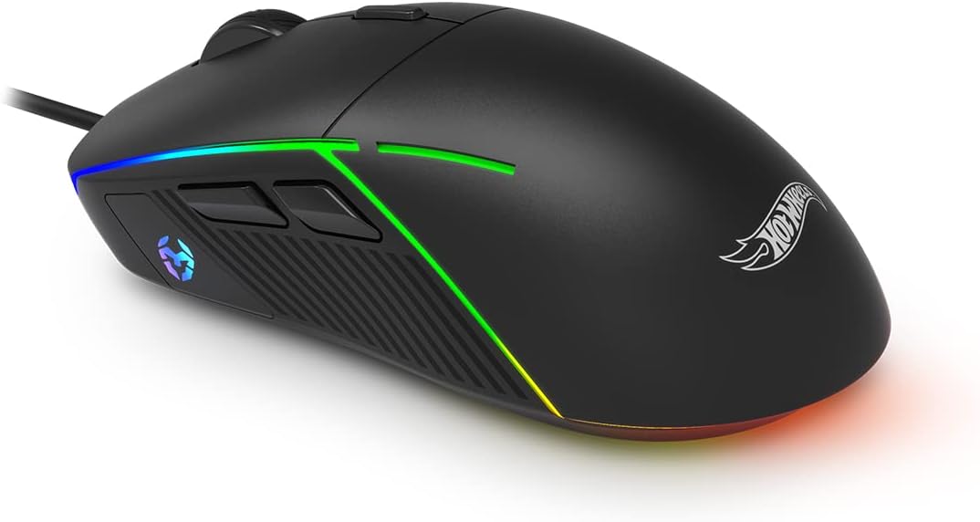 KROM Maus und -Mausunterlage Hot Wheels Edition Kustom - LED RGB Membrantastatur, Maus optischem Sen