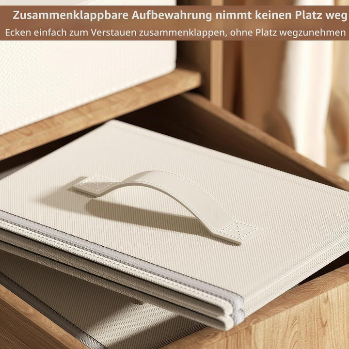 OurLeeme Aufbewahrungsbox Stoff mit Deckel, Faltbare Stoffboxen Robuste Aufbewahrungskörbe Unterbett