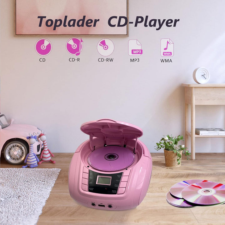 Portable CD Player Stereo Boombox (Rose 03), rose 03