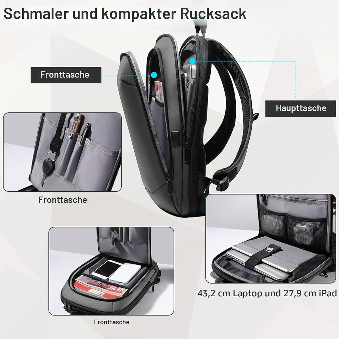 HEROIC KNIGHT Laptop Rucksack Herren 17 Zoll wasserdichter erweiterbarer Reiserucksack Handgepäck La