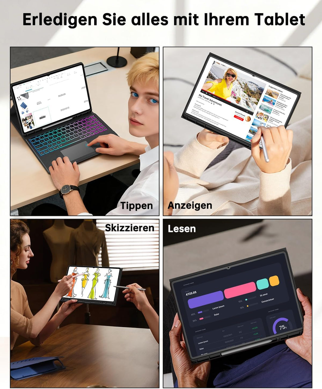 Ai Key Tastatur für Samsung Galaxy Tab S11 Ultra/S10 Ultra/S9 Ultra/S8 Ultra 14,6" : DEX-Modus mit e