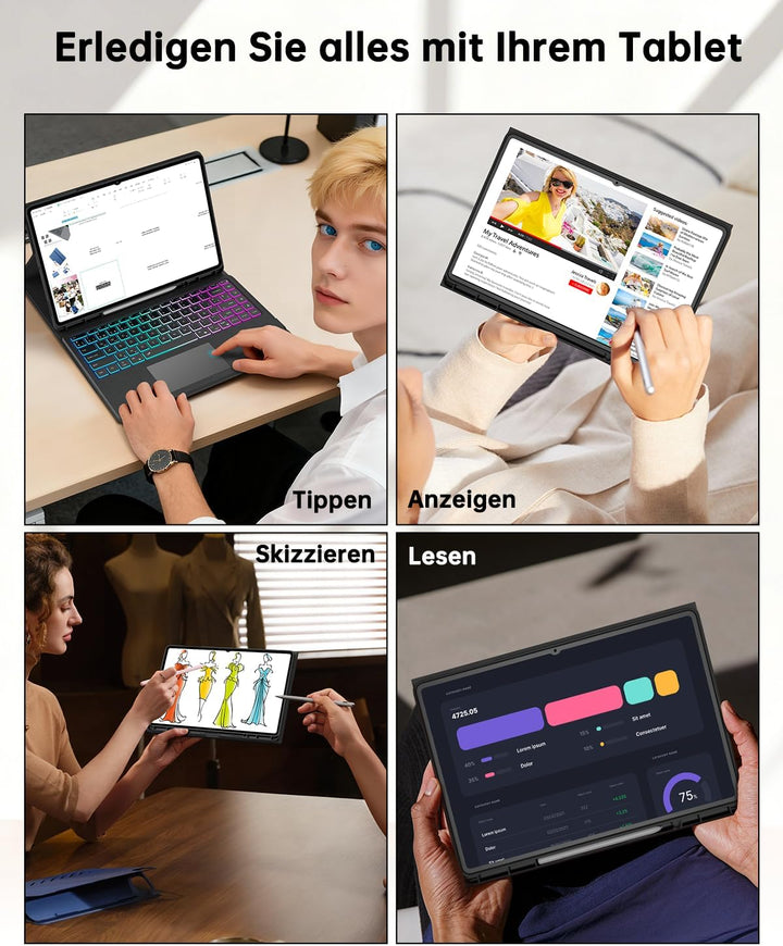 Ai Key Tastatur für Samsung Galaxy Tab S11 Ultra/S10 Ultra/S9 Ultra/S8 Ultra 14,6" : DEX-Modus mit e
