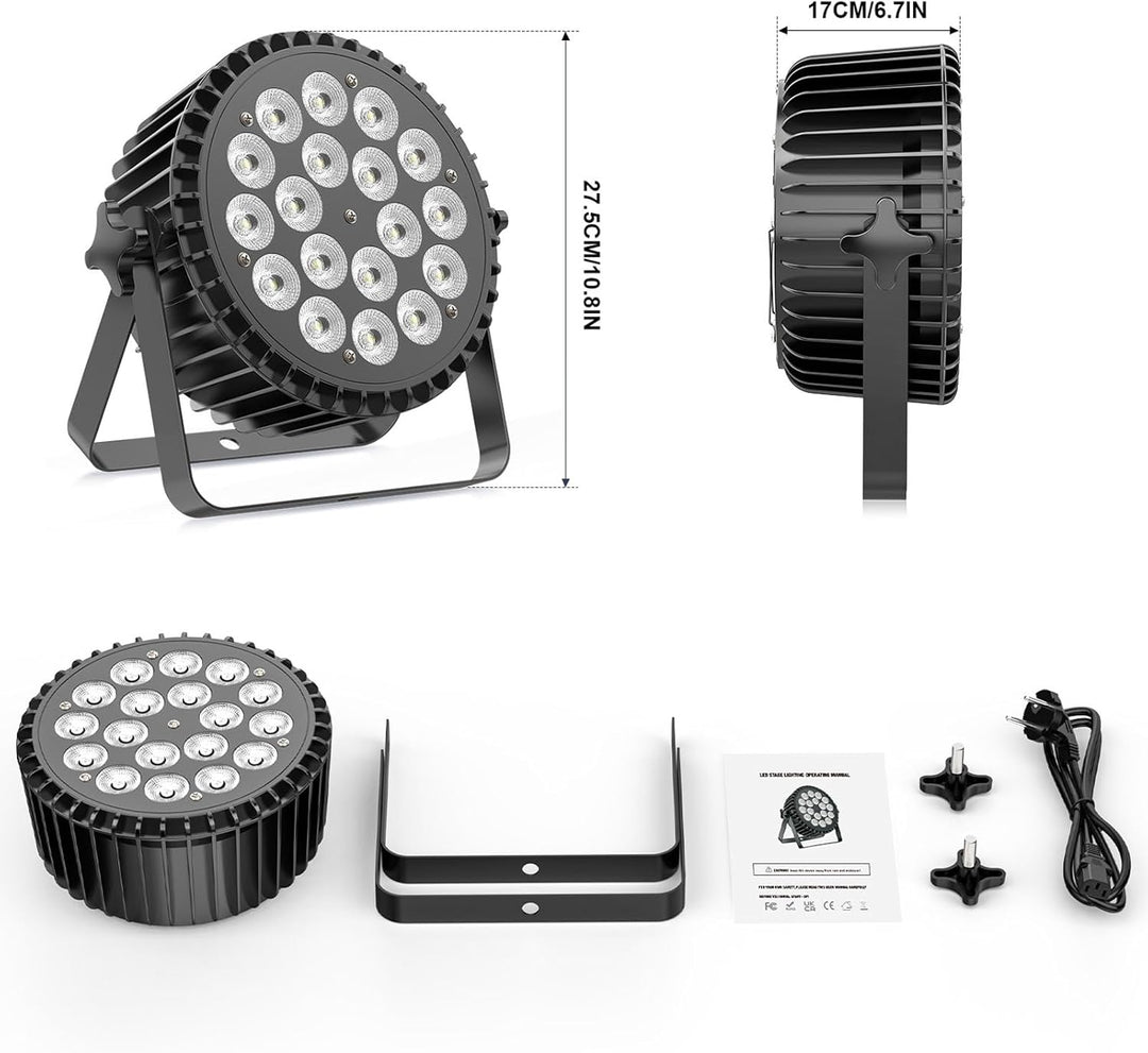 2pcs LED Par Strahler 200W LED Par Scheinwerfer 18 LED Bühnenlicht LED Par Licht,RGBW DMX512 Discoli