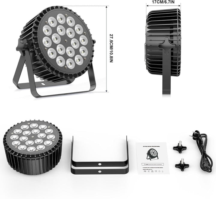 2pcs LED Par Strahler 200W LED Par Scheinwerfer 18 LED Bühnenlicht LED Par Licht,RGBW DMX512 Discoli