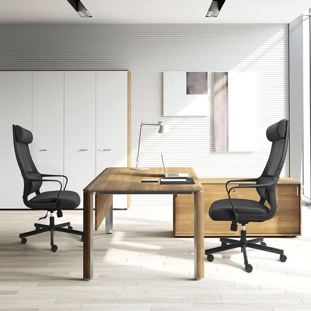 MELOKEA Bürostuhl Ergonomischer Bürostuhl, Mesh-Chefsessel mit Hoher Rückenlehne, Kopfstütze Verstel