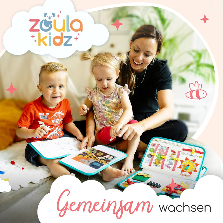 zoula kidz® Busy Board deutsch - Montessori Spielzeug ab 3 Jahre - Motorikspielzeug - Montessori Buc