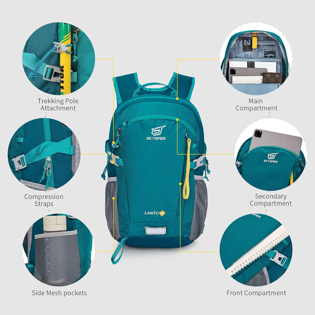 SKYSPER LANTC 20 Leicht Wanderrucksack 20L Klein Rucksack mit Rückenbelüftung Trekkingrucksack aus a
