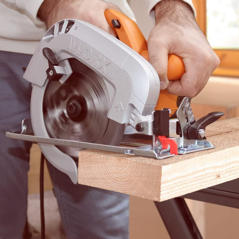 WORX WX425 Handkreissäge 1200W - zum Sägen von Holz, Aluminium & Stahl - präzise Gehrungsschnitte –