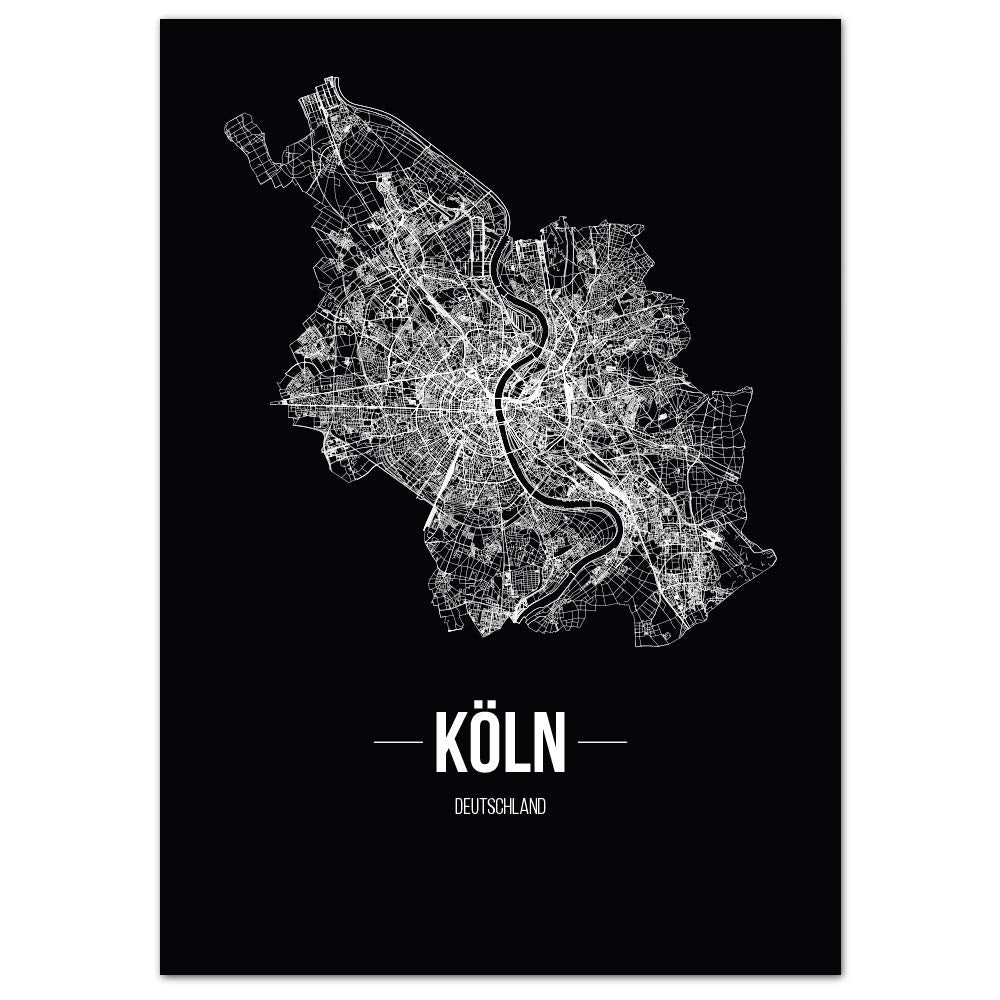JUNIWORDS Stadtposter, Köln, Wähle eine Grösse, 40 x 60 cm, Poster, Schrift B, Schwarz 40 x 60 cm Sc