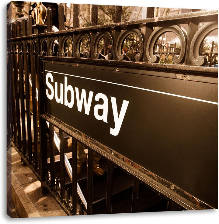 Londoner U-Bahn Subway, Format: 70x70 auf Leinwand, XXL riesige Bilder fertig gerahmt mit Keilrahmen