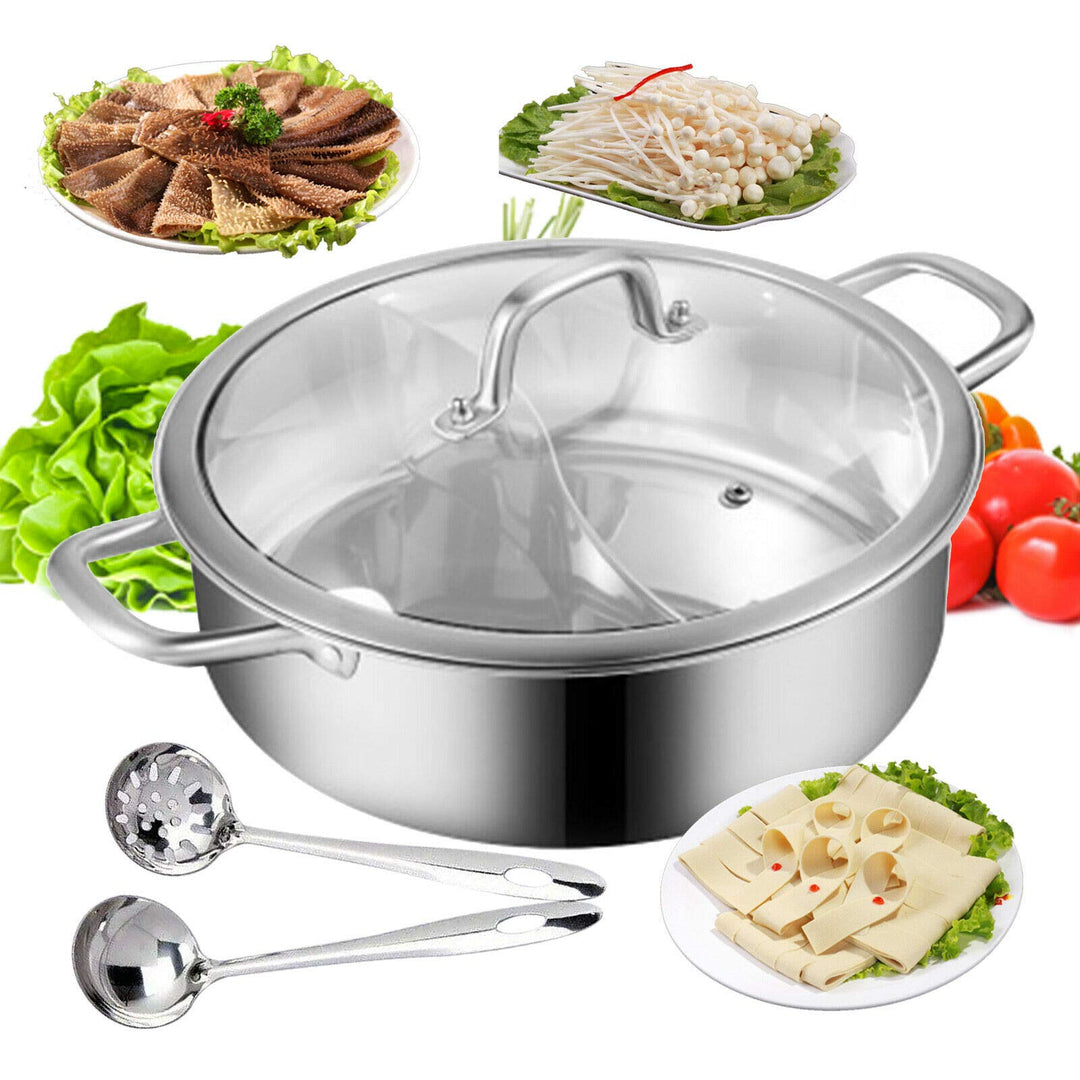 Edelstahl Hot Pot Wok Mit Unterteilungen Heisser Topf mit Teiler Chinesischer Feuertopf Shabu Shabu-