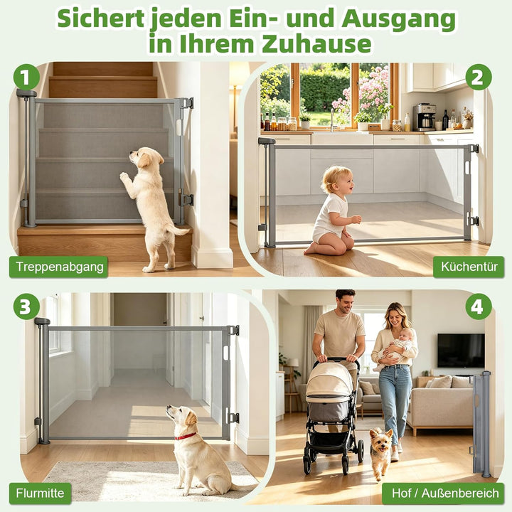 Dioxide Treppenschutzgitter Ausziehbar für Babys, 0-150 cm, Treppenschutzgitter für Kinder und Hunde
