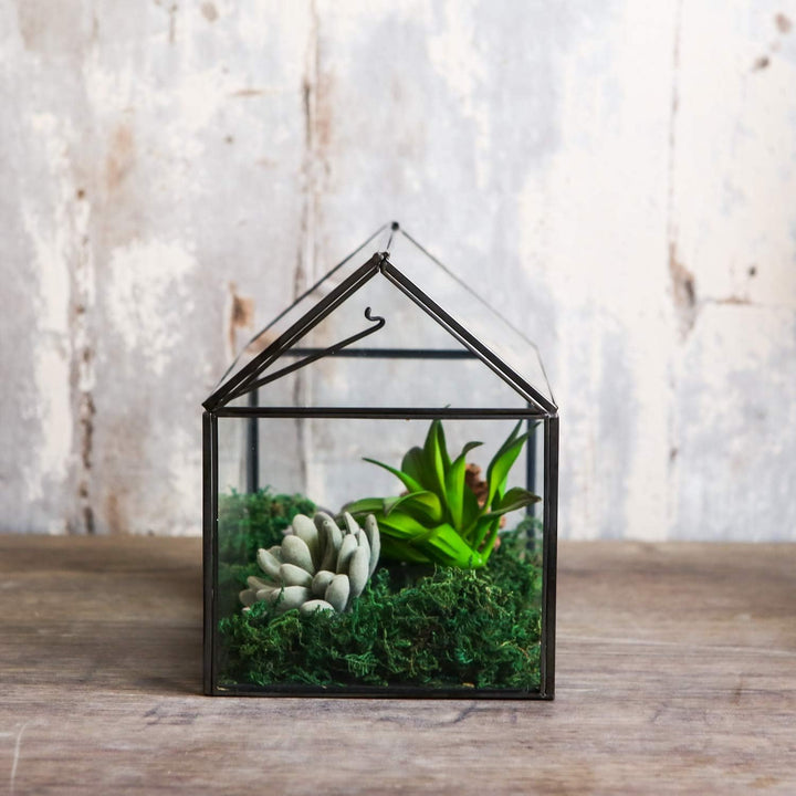 WONSUN Hausform, geschlossenes Glas, geometrisches Terrarium, Tischplatte, Sukkulenten-Haus, Garten,