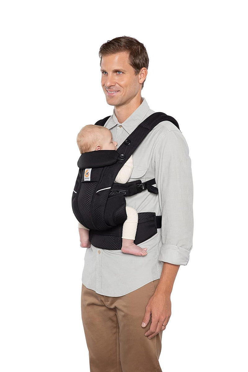 Ergobaby Omni Breeze Babytrage für Neugeborene ab Geburt bis 20kg, 4 Positionen SoftFlex Mesh Ergono