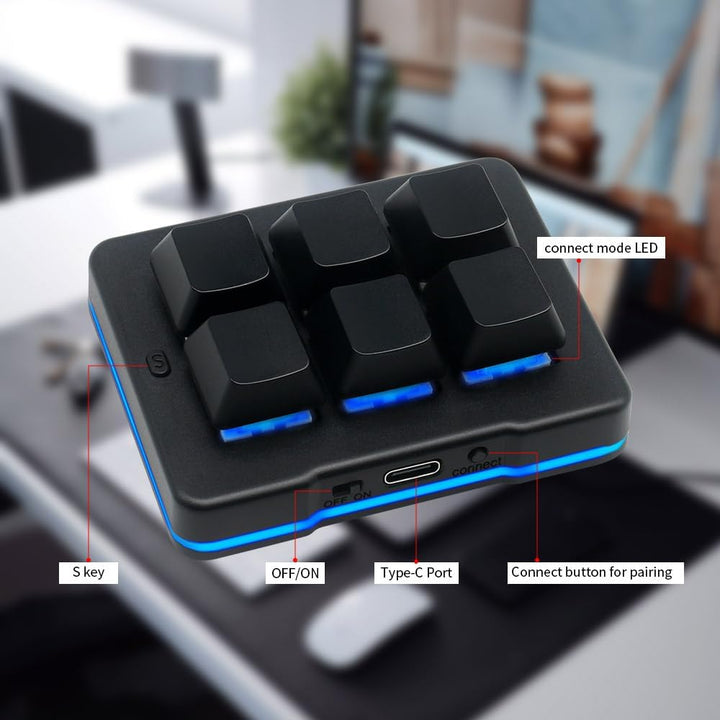 6 Tasten Mini Keypad Wireless USB Mechanische Gaming Makro Tastatur Customized Programmierbare OSU T