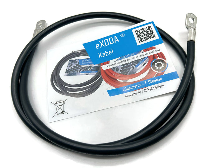 eXODA Batteriekabel 25 mm² 100 cm M8 Schwarz flexible Qualität mit 99 9% Kupfer für Auto Boot Motorr