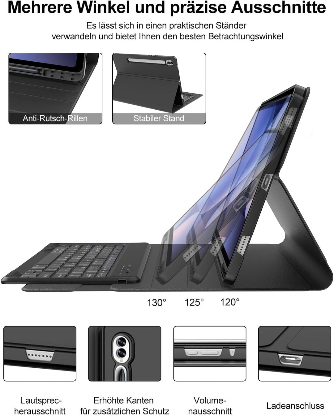 Tastatur Hülle für Samsung Galaxy Tab S10 Ultra/S9 Ultra 14.6 Zoll, QWERTZ Deutscher, Keyboard Cover