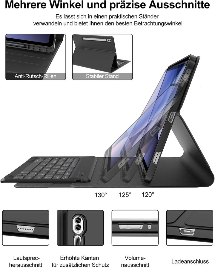 Tastatur Hülle für Samsung Galaxy Tab S10 Ultra/S9 Ultra 14.6 Zoll, QWERTZ Deutscher, Keyboard Cover