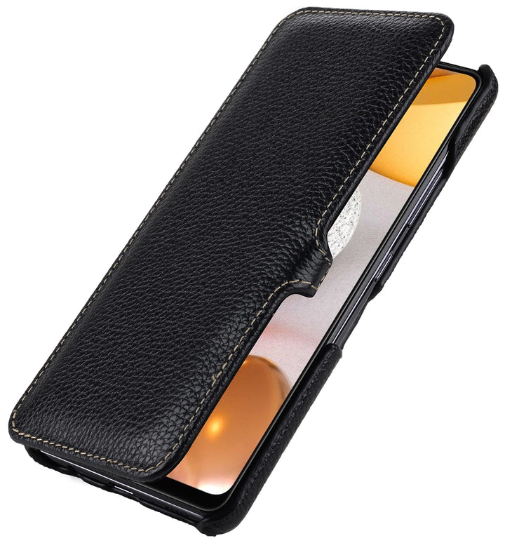 STILGUT Book Case kompatibel mit Samsung Galaxy A42 5G Hülle aus Leder mit Clip-Verschluss, Lederhül