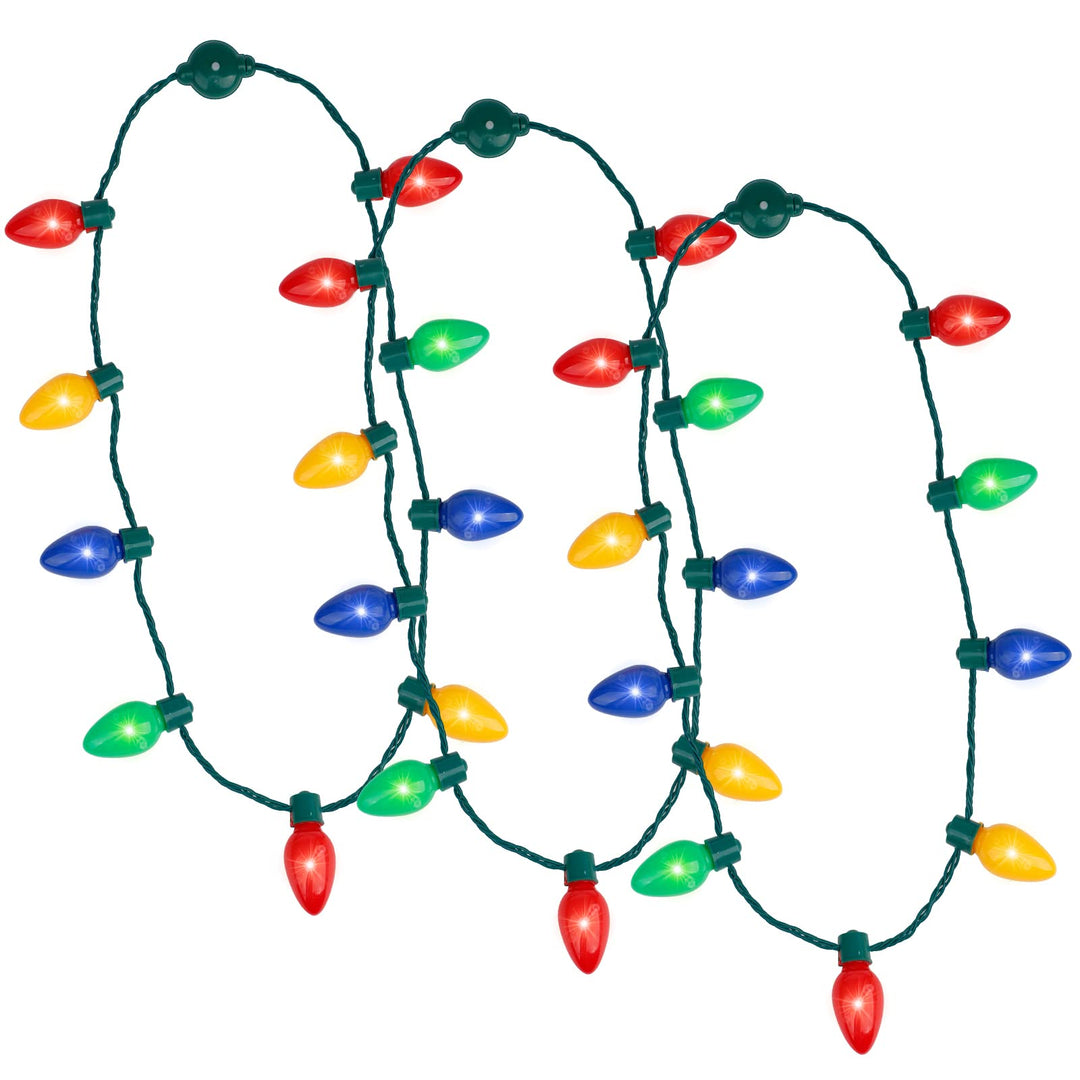 Anzmtosn Weihnachten Leuchten blinkend im Dunkeln leuchten Halskette LED Glühbirnen für Kinder und E