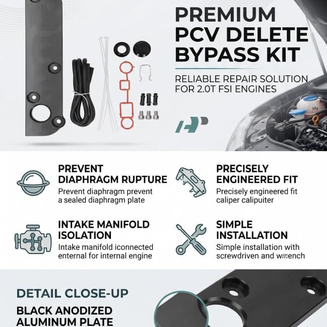 PCV Löschplatten Kit, PCV Lösch Bypass Reparatursatz Zubehör für Kaninchen/EOS 2.0T FSI Motoren