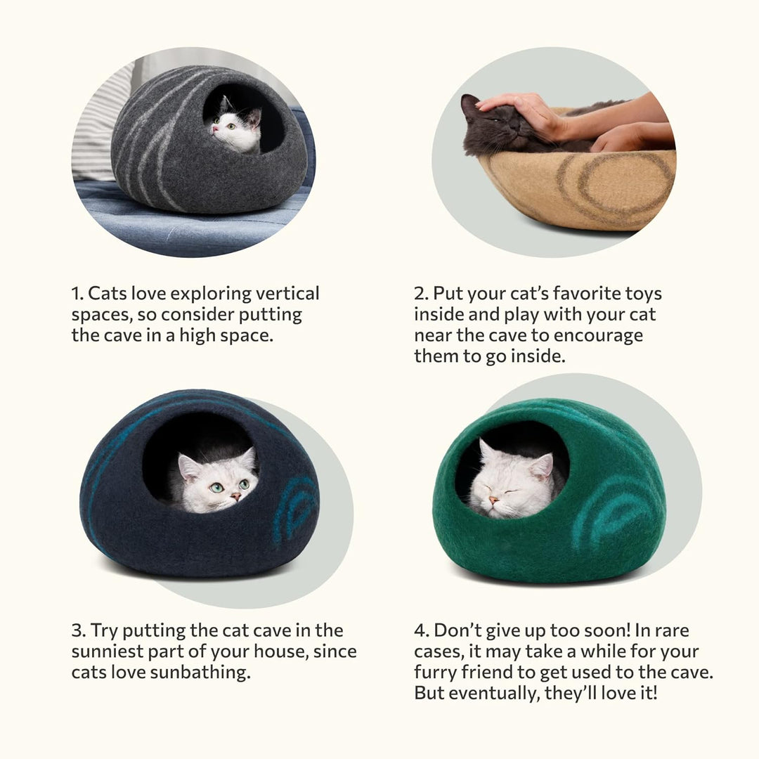 MEOWFIA Katzenbett aus 100 % Merinowolle – Handgefilztes, Umweltfreundliches Katzenbett für Katzen &amp;