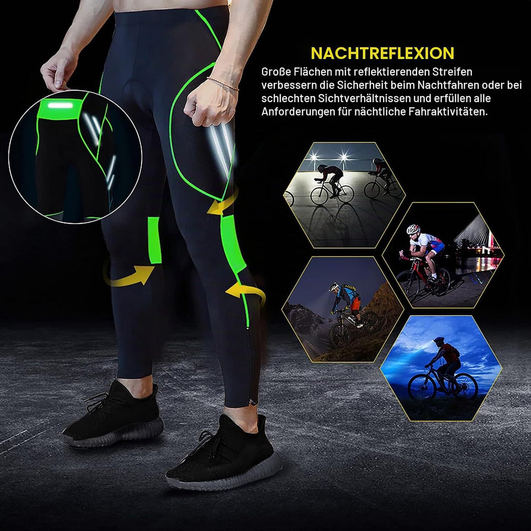 MEETWEE Herren Radlerhose Lange Fahrradhose, Kompression Radhose Leggings Radsport Hose für Männer E
