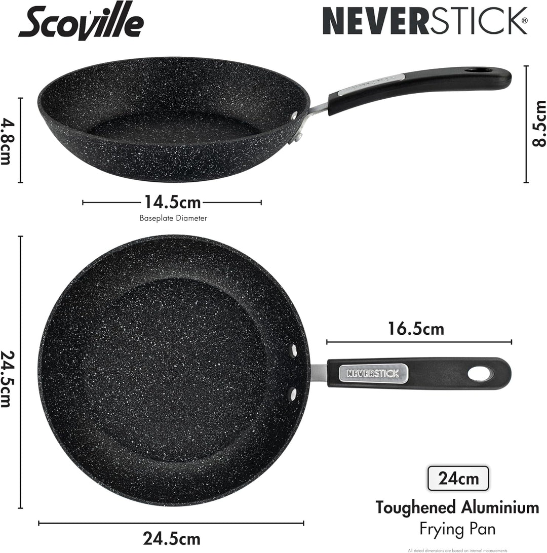 Scoville Neverstick Bratpfanne, 24 cm, Antihaftbeschichtung, kratzfest, leicht zu reinigen, Edelstah