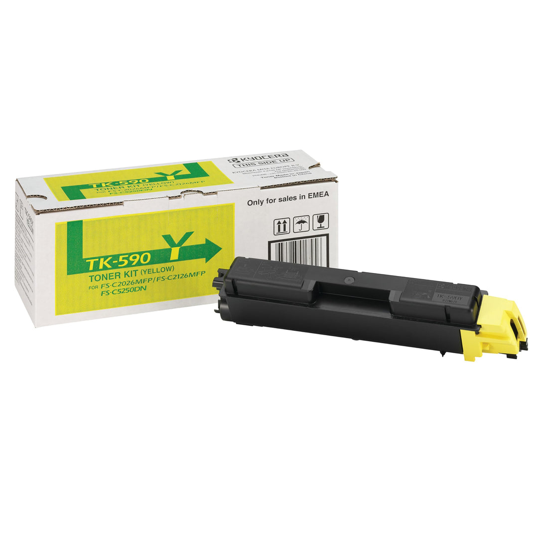 Kyocera TK-590Y Toner Gelb, Original Tonerkartusche 1T02KVCNL0. Kompatibel für ECOSYS M6026cdn Gelb
