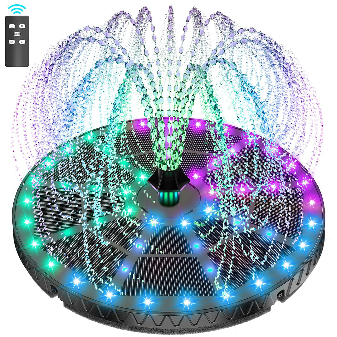 SZMP Solar Springbrunnen mit die Fernbedienung 2026 Upgrade, 6W 54 LED-Lichtern Solarbrunnen Teichpu