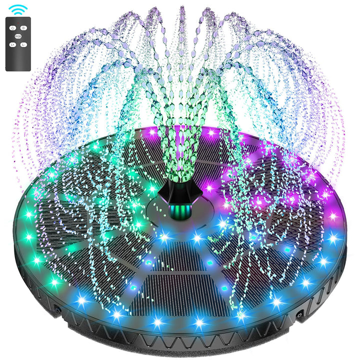 SZMP Solar Springbrunnen mit die Fernbedienung 2026 Upgrade, 6W 54 LED-Lichtern Solarbrunnen Teichpu