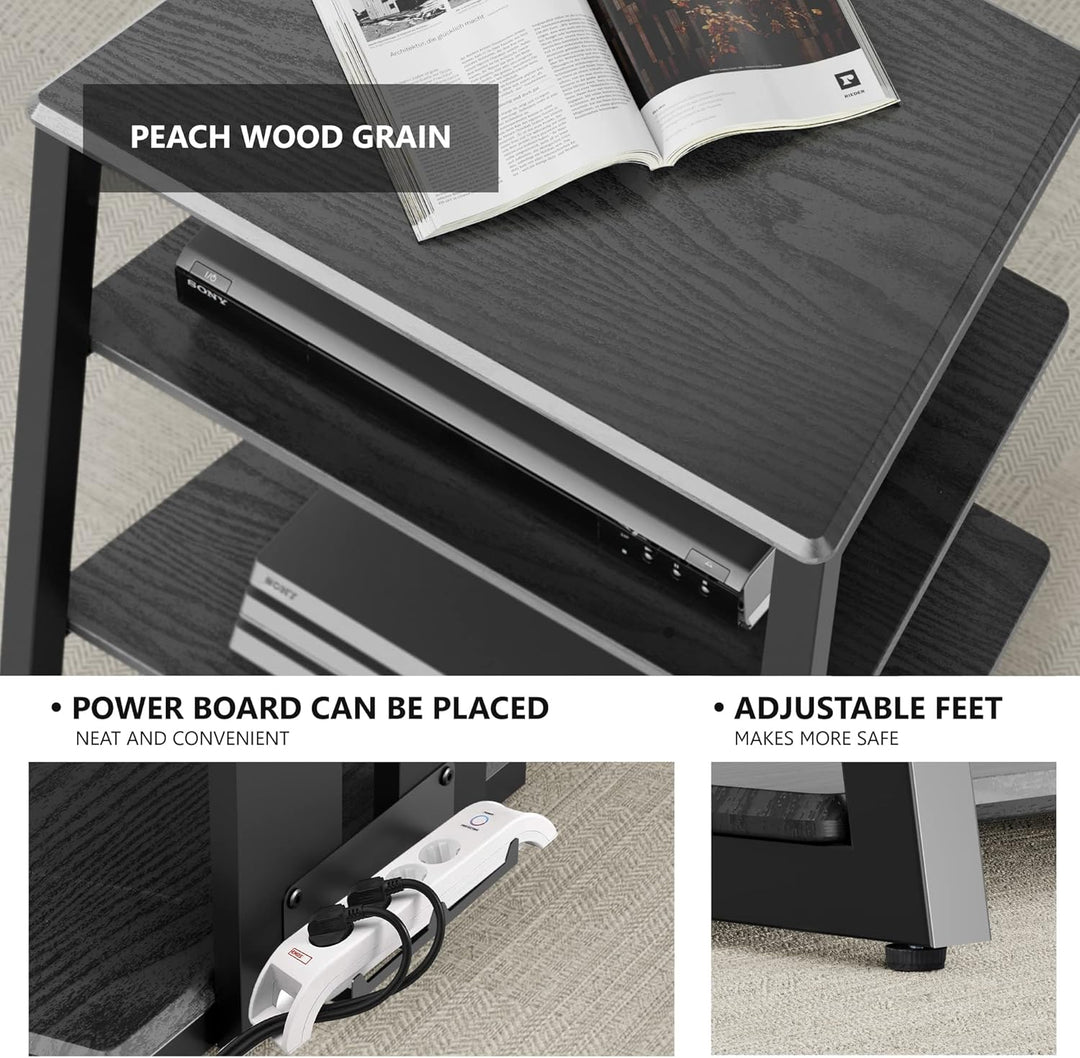 FITUEYES Design HiFi Rack aus Holz & Stahl, HiFi Regal mit verstellbaren Ablagen & Kabelmanagement,