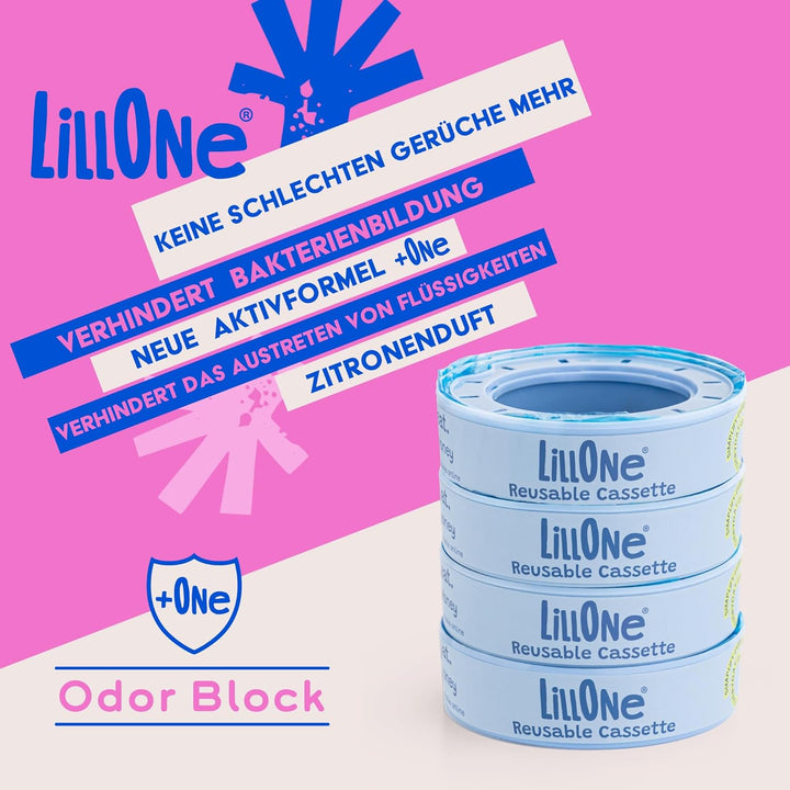 LillOne 4 Nachfüllkassetten, wiederverwendbare, kompatibel mit dem Angelcare - Beutel für das Entsor