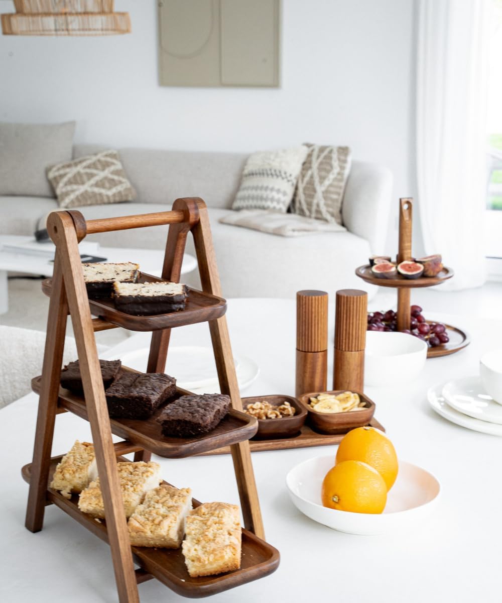 Zoha Akazie Scala Etagere – Etagere Holz aus Akazienholz, Servierständer Gebäckständer