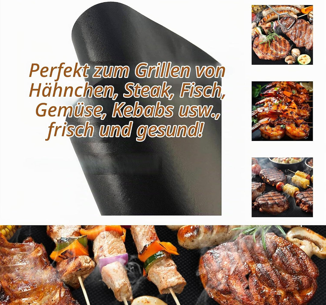 OSVINO BBQ Grillmatte 5er Set – Antihaft BBQ Unterlage aus Teflon, rund (40cm Durchmesser) für Grill
