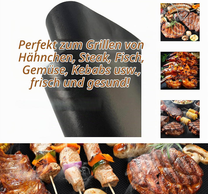 OSVINO BBQ Grillmatte 5er Set – Antihaft BBQ Unterlage aus Teflon, rund (40cm Durchmesser) für Grill