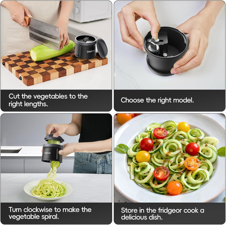 Spiralschneider Gemüse mit Behälter- 4 in 1 zucchini spiralschneider Gemüseschneider Spaghetti Gemüs