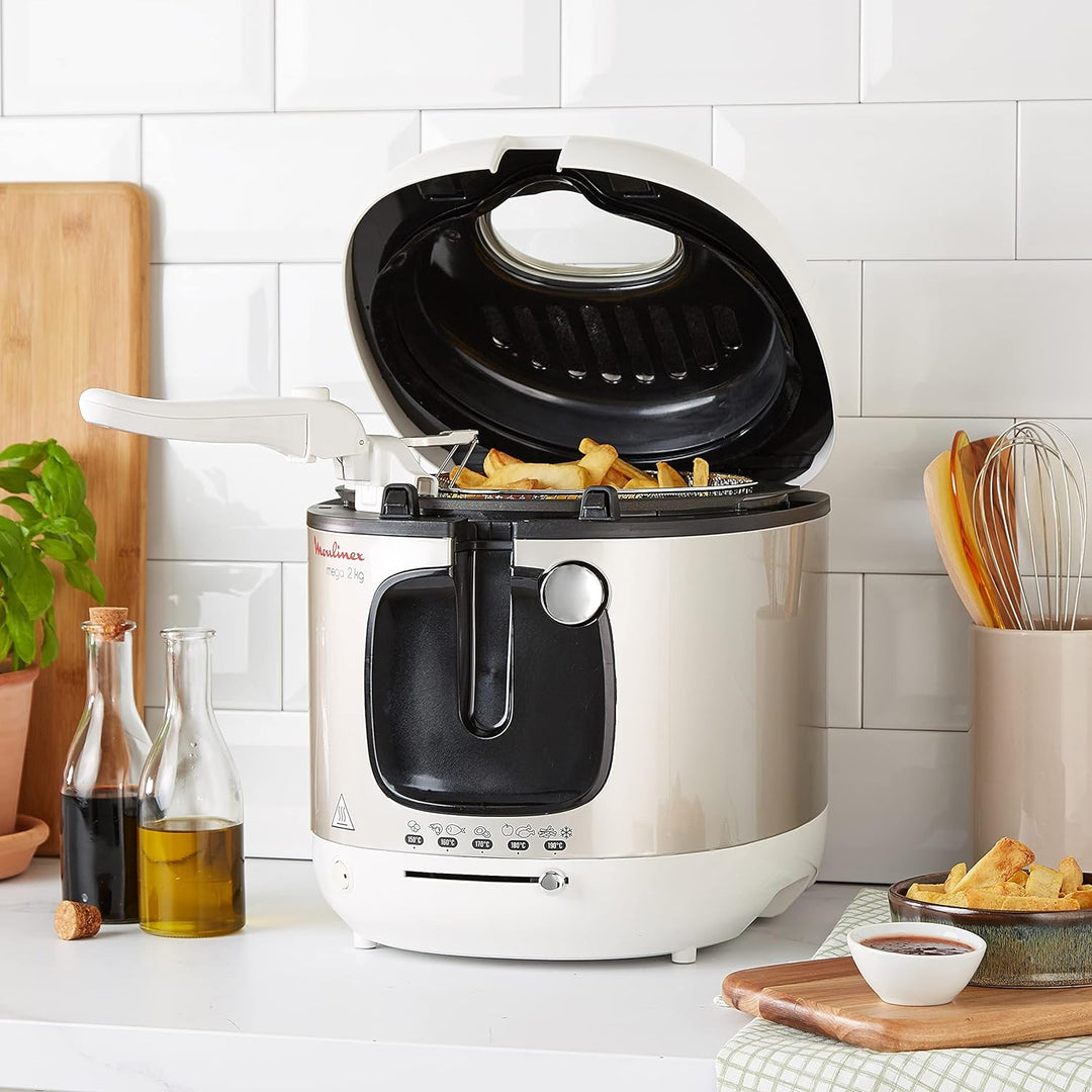 Moulinex AM4800 Mega 2kg Fritteuse | Fritteuse mit Öl | Anti-Geruchs-Filter | regelbare Temperatur |