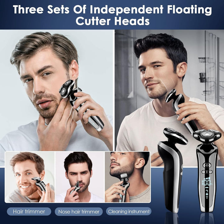 Elektrorasierer, Rasierer Herren Elektrisch 4-in-1,Trimmer Bartschneider Wiederaufladbar Nass- und T