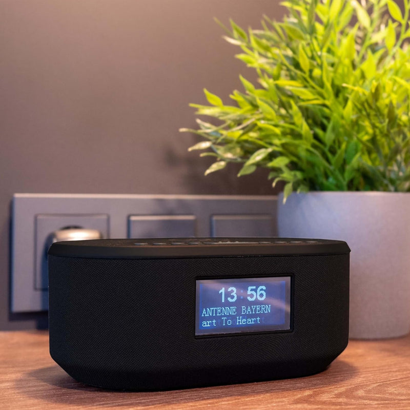 AIC Radiowecker DAB mit Ladefunktion Bluetooth QI Funktion USB Dual Alarm 18DAB schwarz