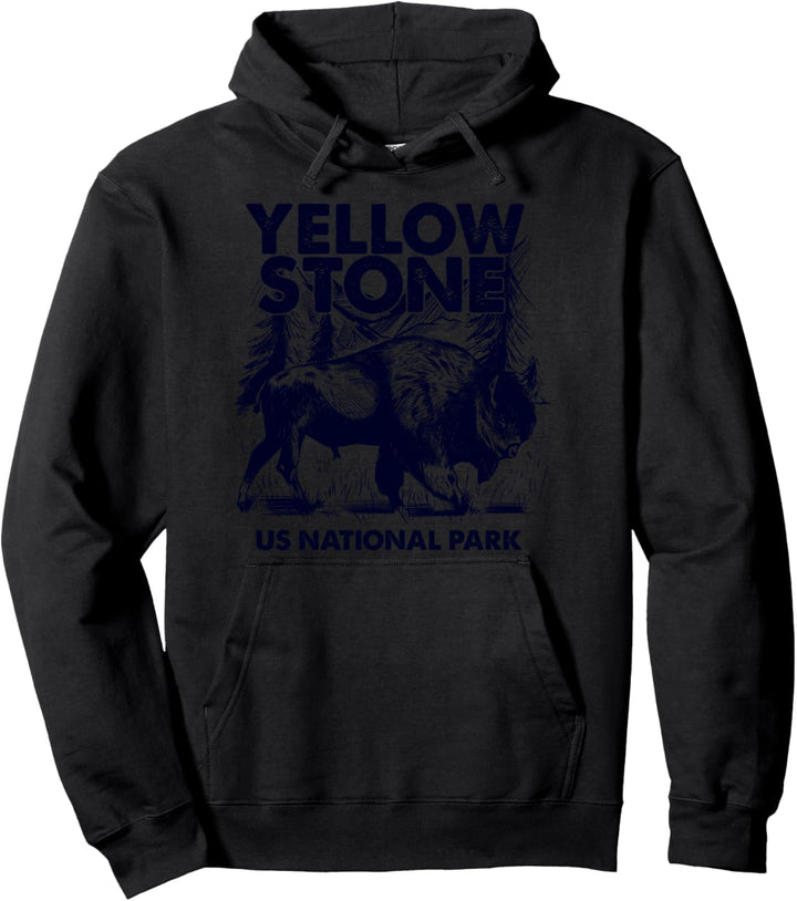 Lustiges Zitat Bison Retro Yellowstone US National Park Pullover Hoodie