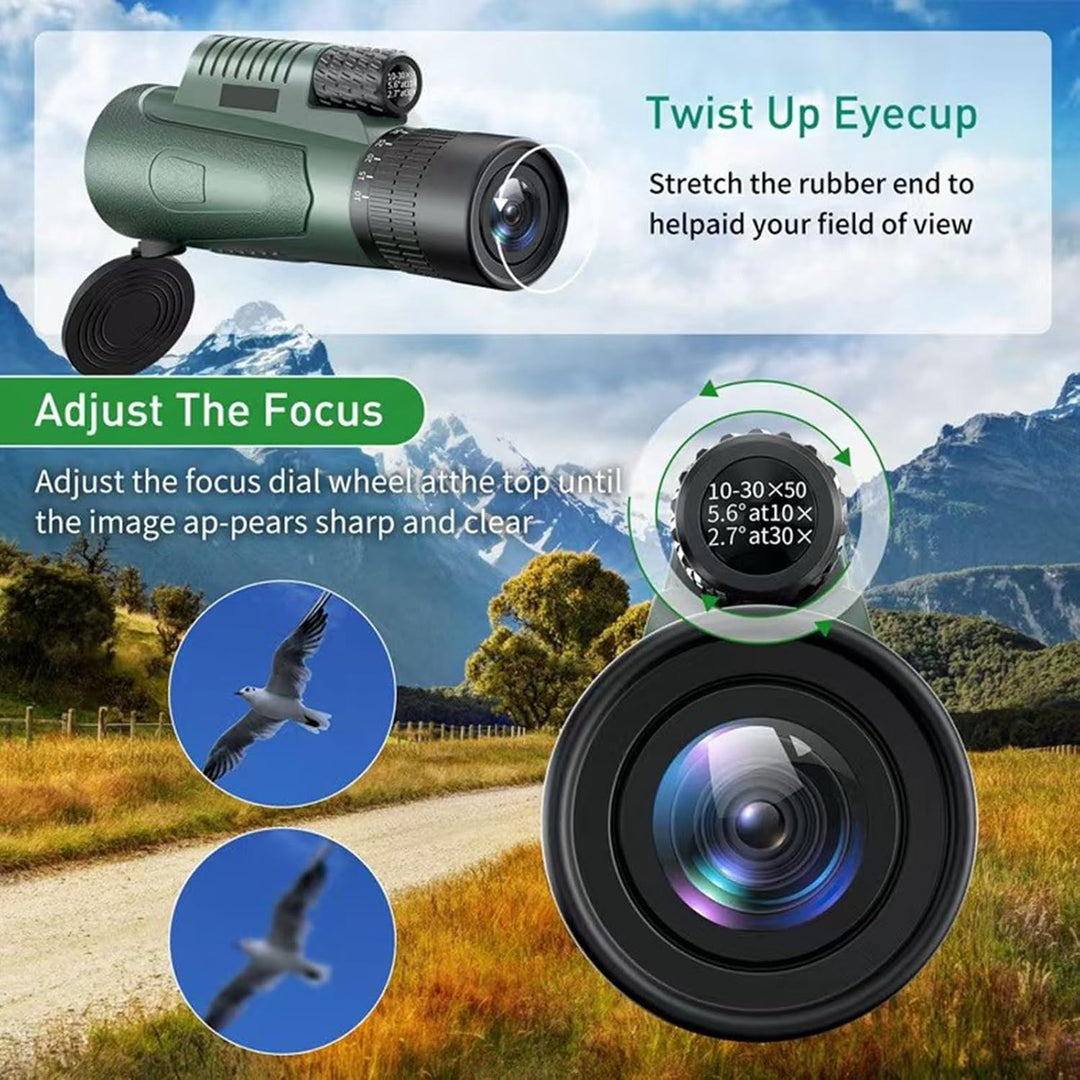 Yongheng monokular 10x30-50 Zoom Erwachsene, Monocular Telescope, Monoculars,mit Smartphone Halter S