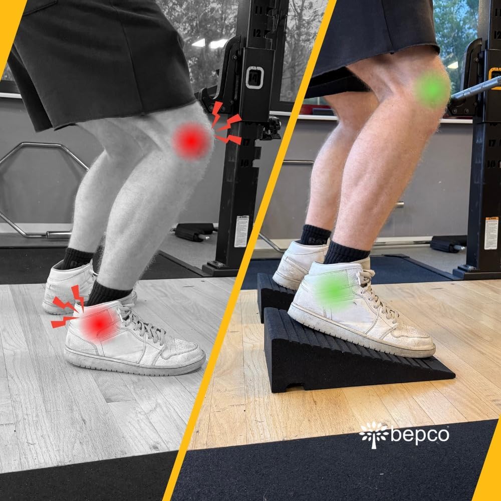 bepco Kneeblock - Squat Wedge, Wadendehner aus recyceltem Gummi - 3in1 Mobility Block für Knie, Spru