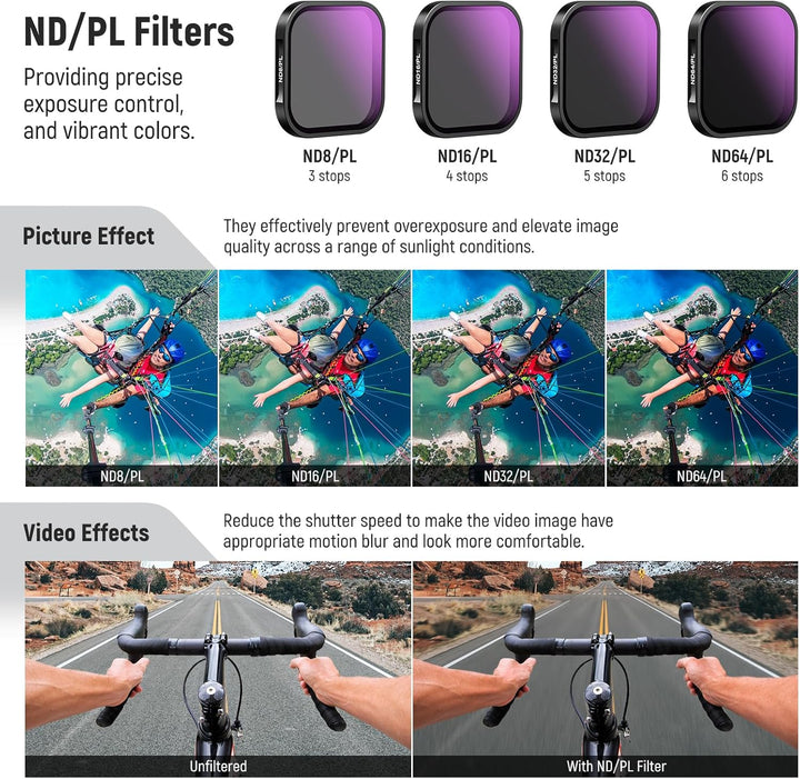NEEWER ND/PL Filter Set kompatibel mit Insta360 ACE PRO, 4er Pack ND8/PL ND16/PL ND32/PL ND64/PL Act