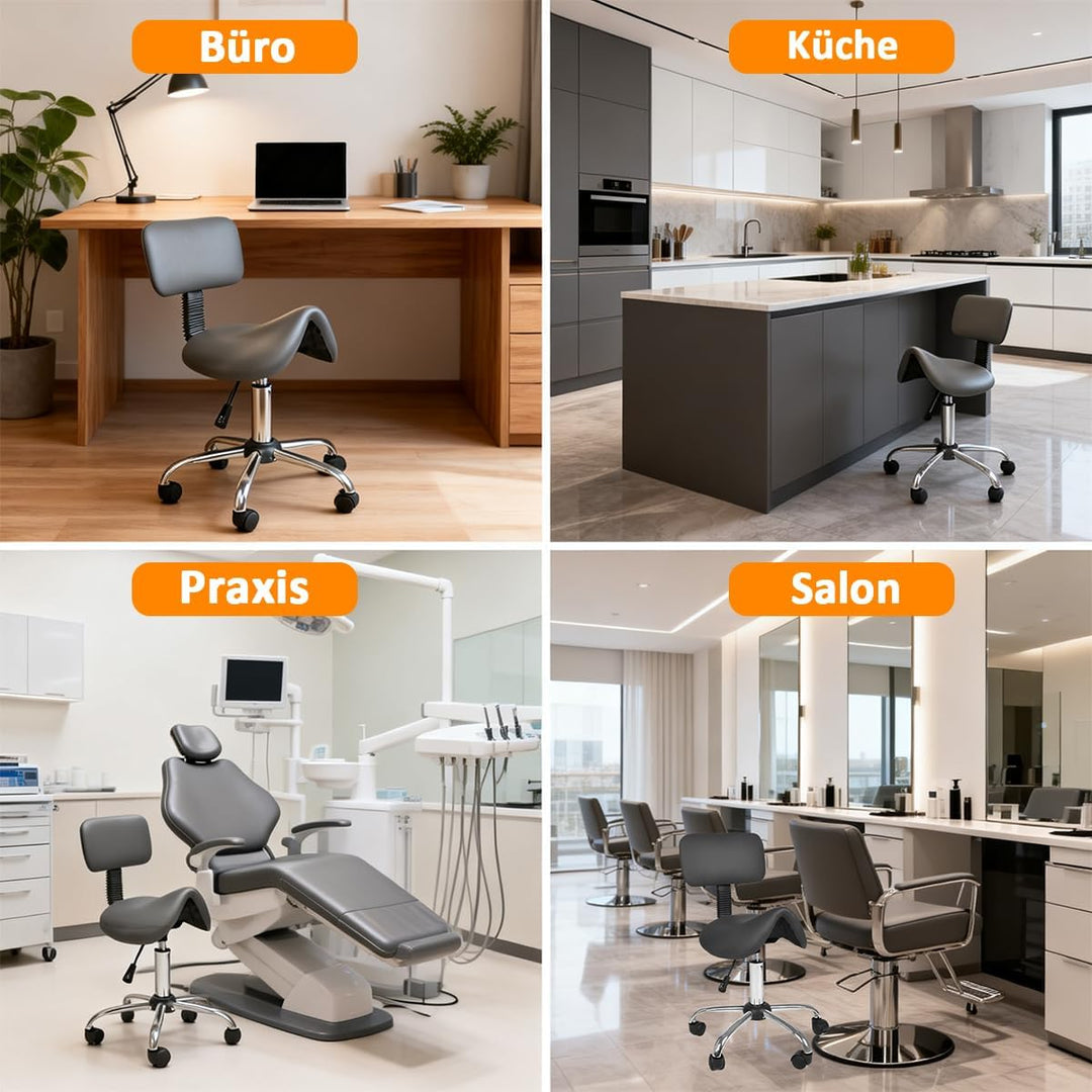 Mingone Sattelhocker mit Rückenlehne Drehhocker Arbeitsstuhl Ergonomisch Bürohocker mit Rollen Satte