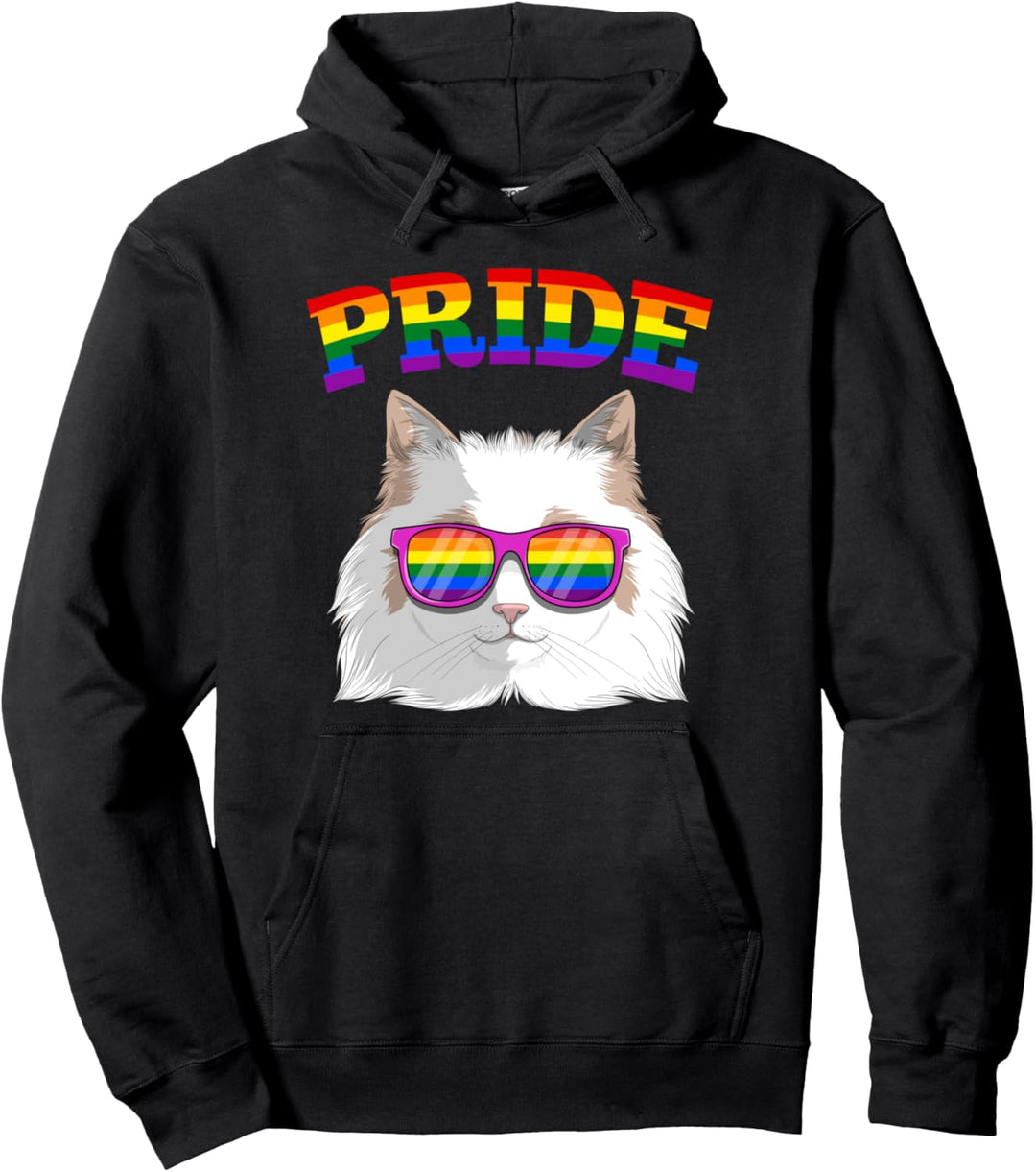 LGBT Ragdoll Cat Gay Pride Rainbow LGBTQ Kitty Pullover Hoodie