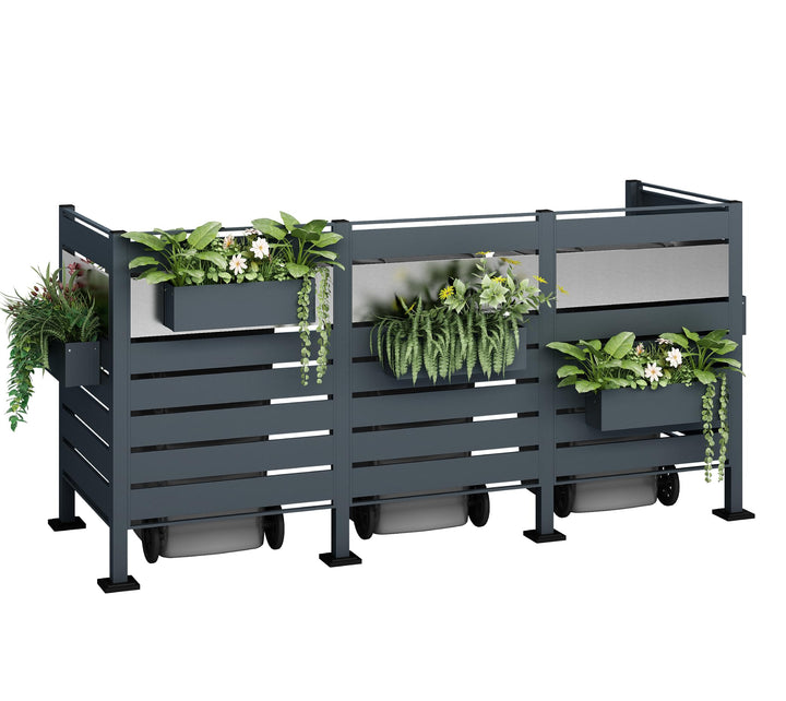 WESTMANN 3er Mülltonnenverkleidung Planum | Metall 240x80x120 cm Grau/Hellgrau | Mülltonnen Sichtsch