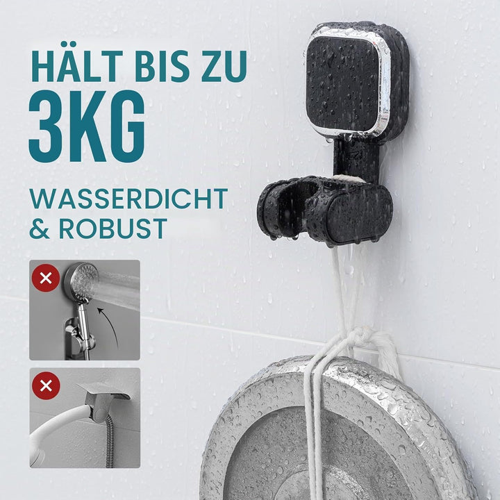 TAILI Duschkopfhalterung ohne Bohren, MAX Halt 3 KG Platz Saugnapf Duschkopfhalter für Badezimmer, W