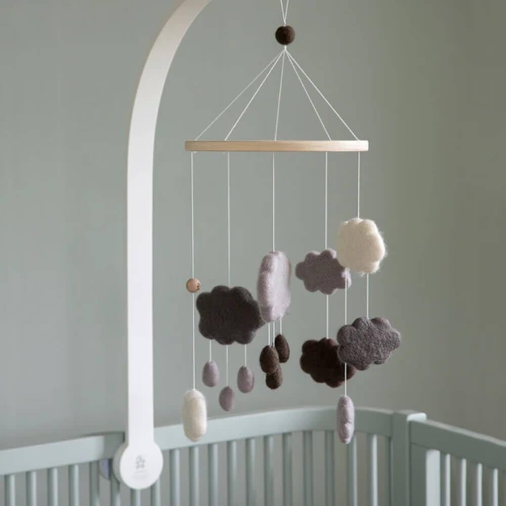 Sebra - Mobile - Windspiel - Wolken - Baumwolle - Ø 22 cm - Höhe 57 cm warm grey, warm grey